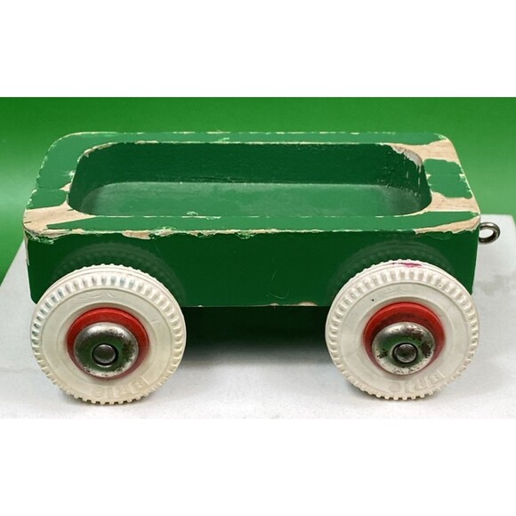 1970s Brio Distressed Wooden Train Trailer with Rubber Wheels - Picture 4 of 10